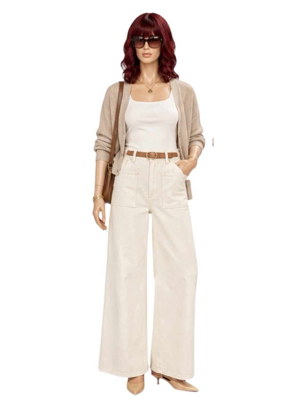 J.Crew Camp Pocket Ecru Size 34 Wide Leg Jeans High Rise Coastal Chic Preppy
